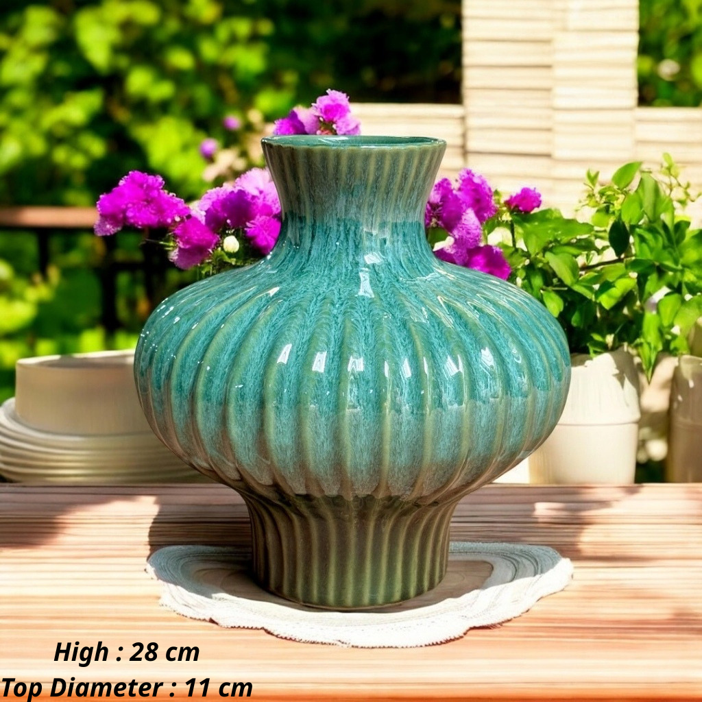 Handcrafted Bat Trang Celadon Ceramic Vase | Celadon Green Color Lantern & Heart Lantern Shape  Flower Pot