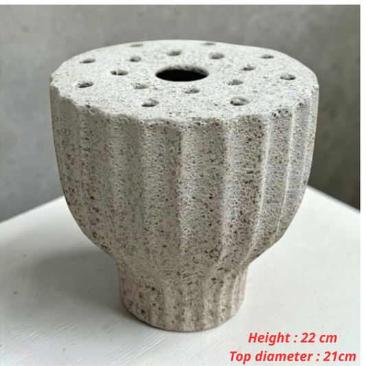Handcrafted Bat Trang Atlantic Glaze Ceramic Vase | 20-23 cm Rustic Moss Stone Green Flower