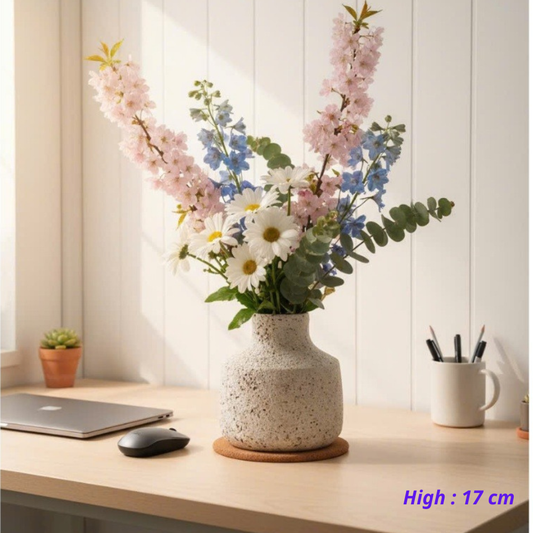 Handcrafted Bat Trang Atlantic Glaze Ceramic Vase | 16-18 cm Rustic Moss Stone Green Flower