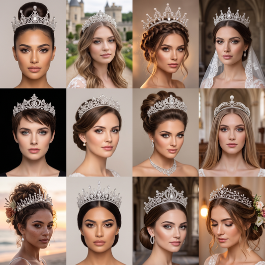 Elegant Pearl & Quartz Crystal Rhinestone Bridal Tiara Crown Collection