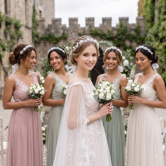 Handcrafted Pearl & Crystal Floral Bridal Hair Vine Wreath Collection