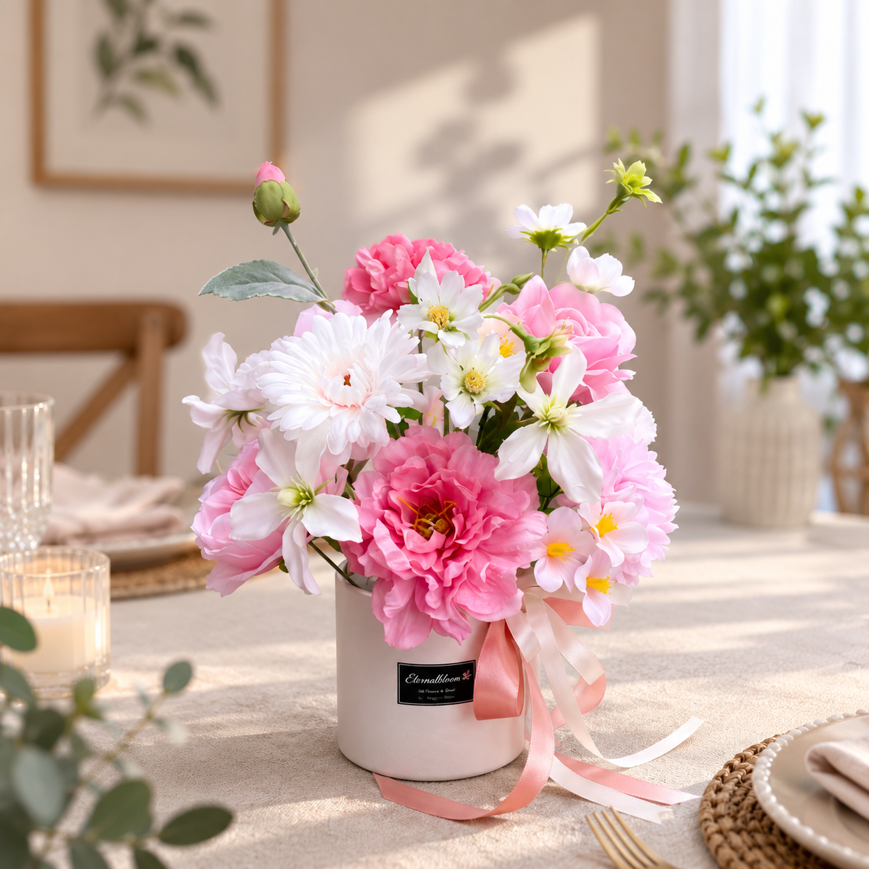 Mini Pre-Assembled Silk Floral Arrangement in Ceramic Vase |  EternalBloom