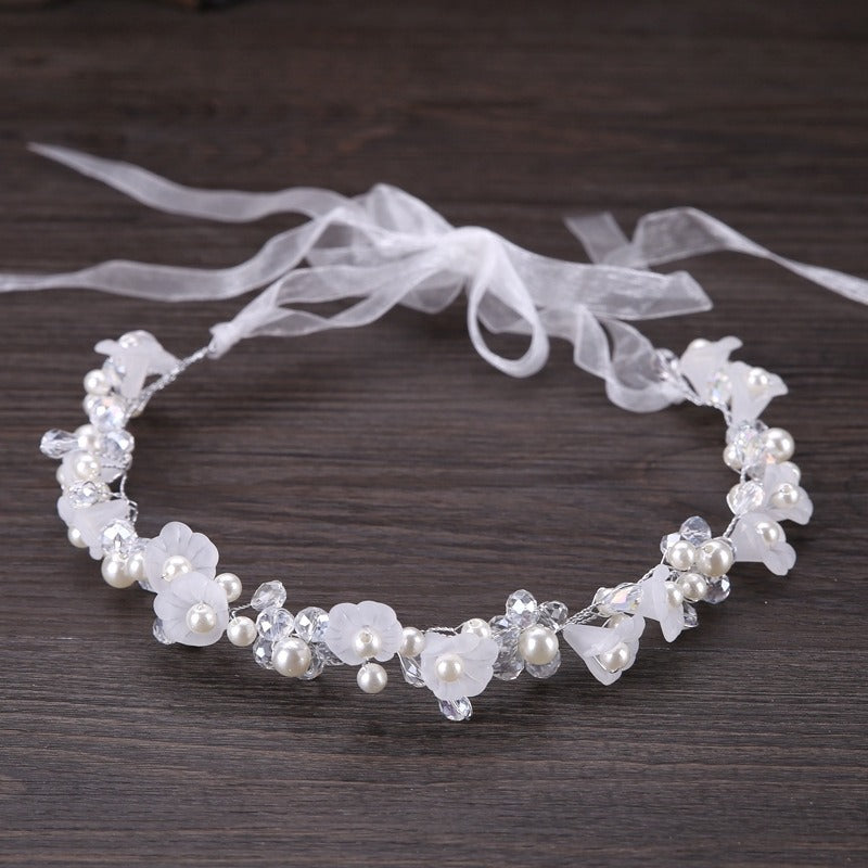 Handcrafted Pearl & Crystal Floral Bridal Hair Vine Wreath Collection