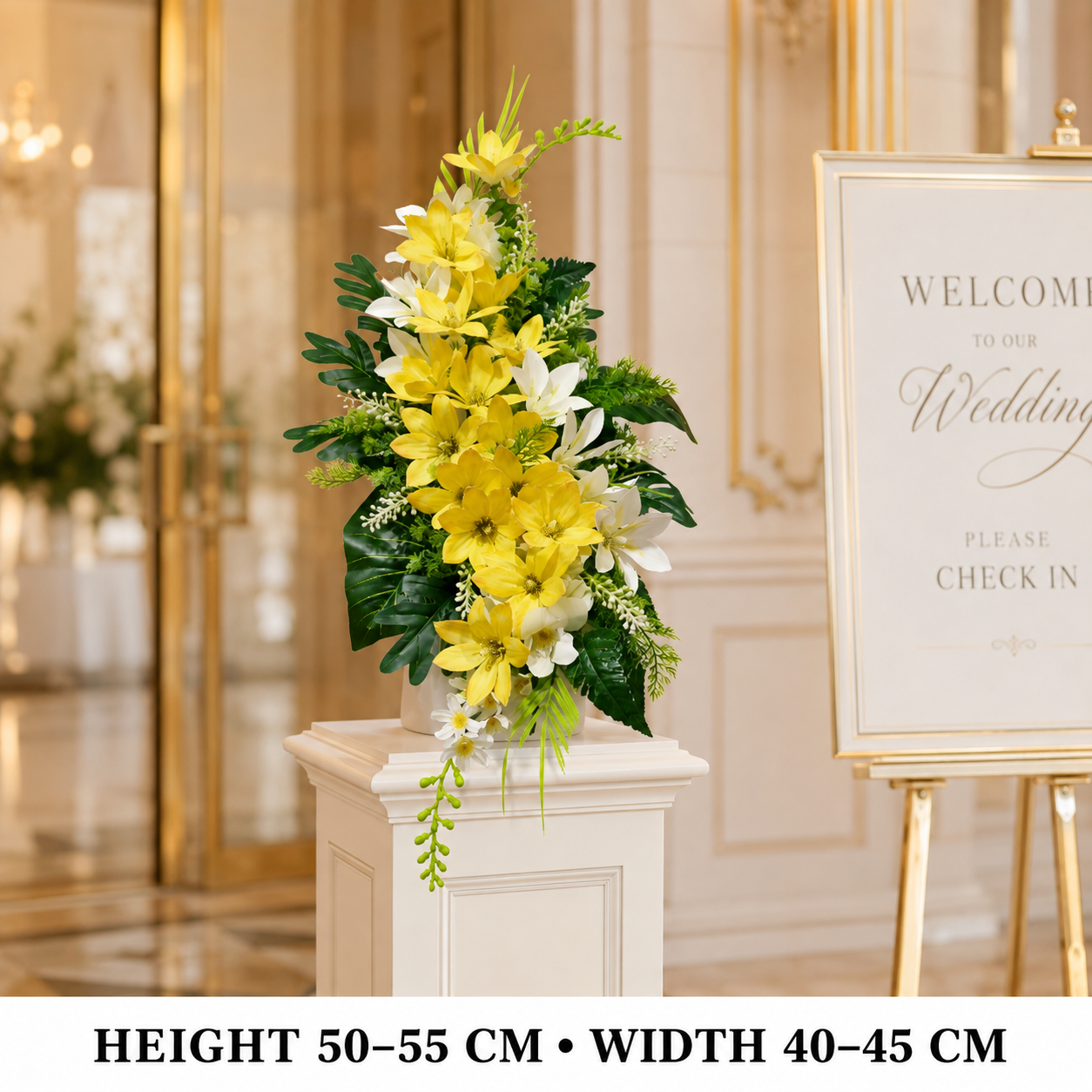 Pre-Arranged Premium Yellow Silk Floral Arrangement