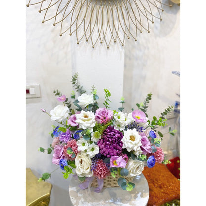 Enchanting Purple Silk Flower Basket Arrangement