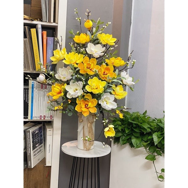 Real-Touch Yellow Magnolia Arrangement