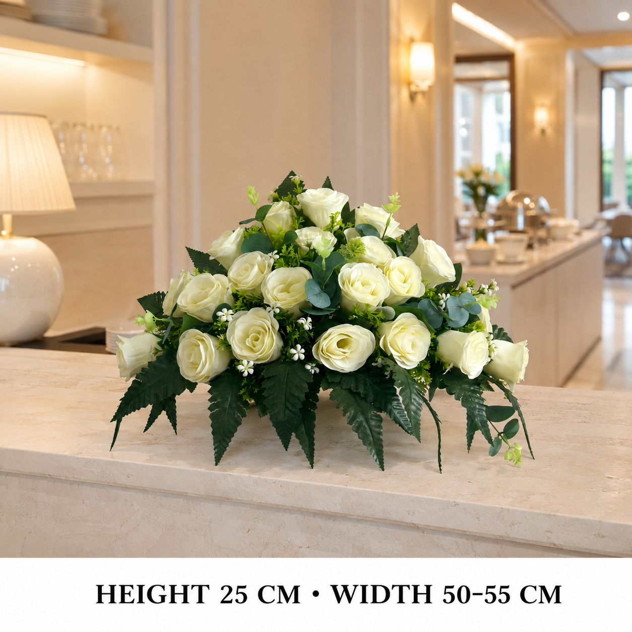 Pre-Arranged Elegant White Silk Floral Basket Collection