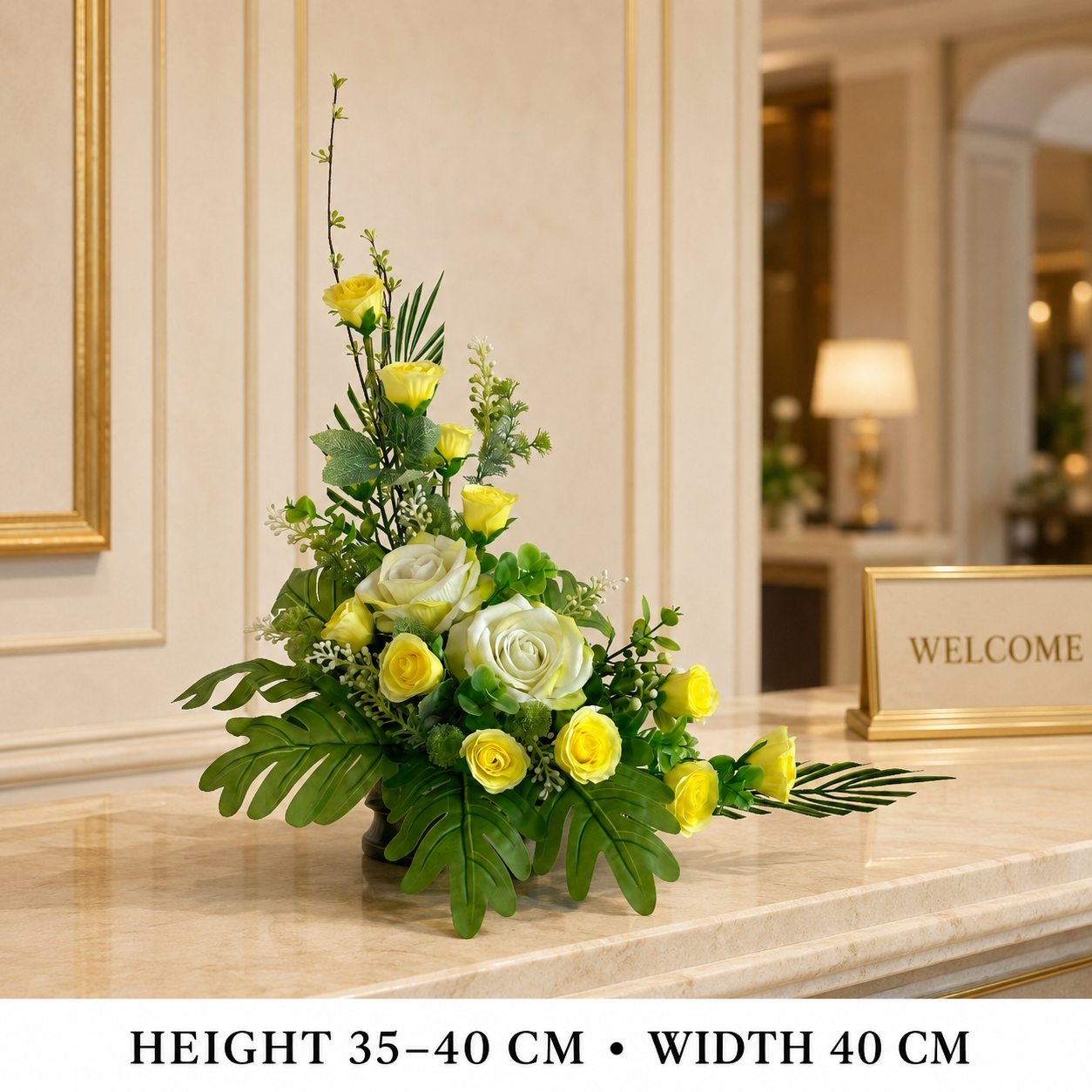 Pre-Arranged Premium Yellow Silk Floral Arrangement