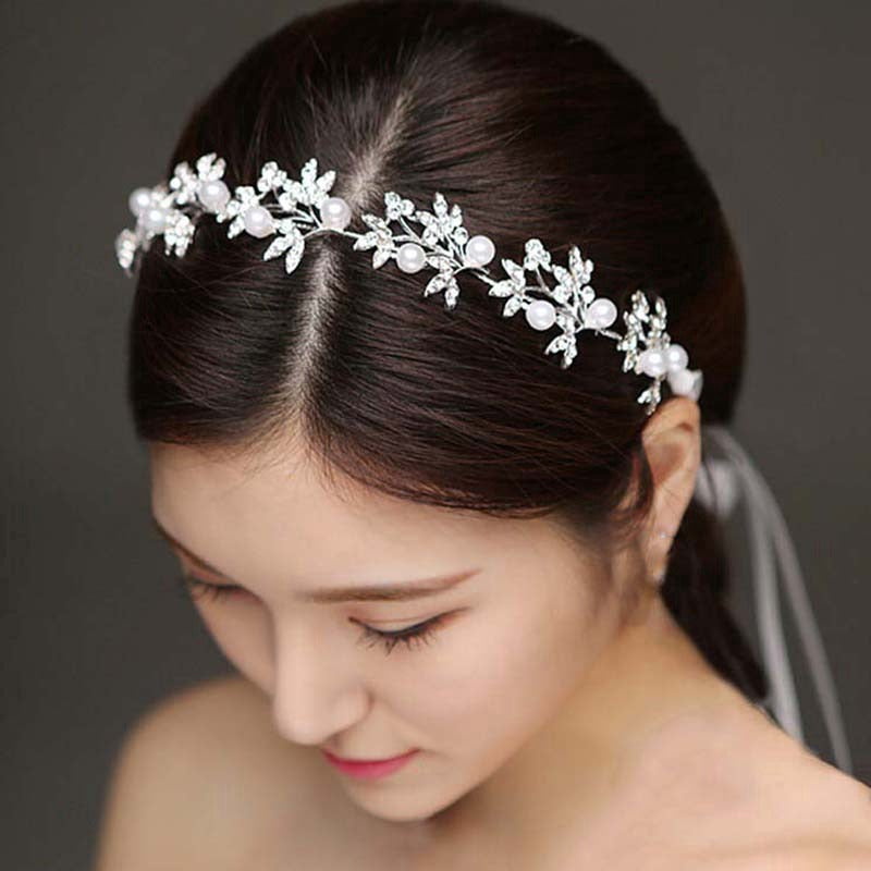 Handcrafted Pearl & Crystal Floral Bridal Hair Vine Wreath Collection