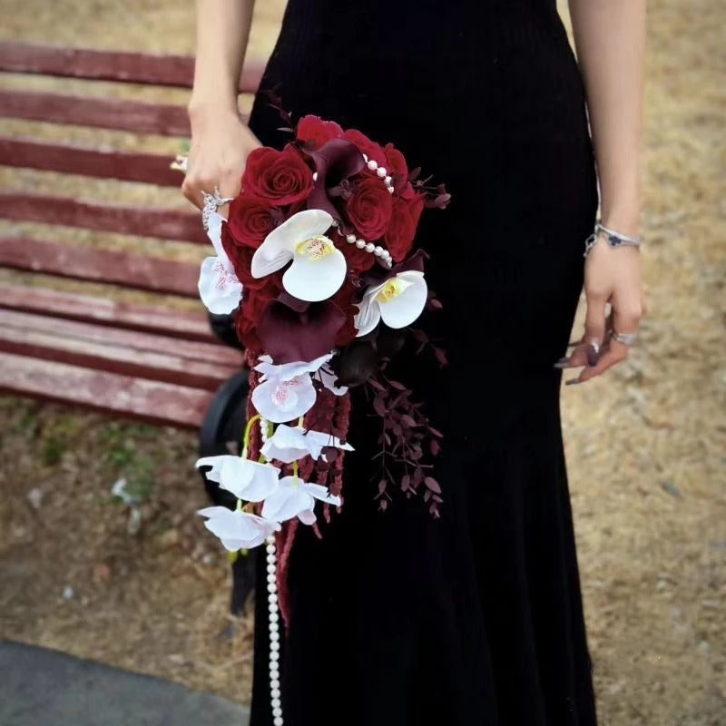 Premium Burgundy & Dark Red Bridal Bouquet Collection | Luxury Handmade Silk Rose Wedding Flowers (Multi-Style Deep Red Series)- Part 1