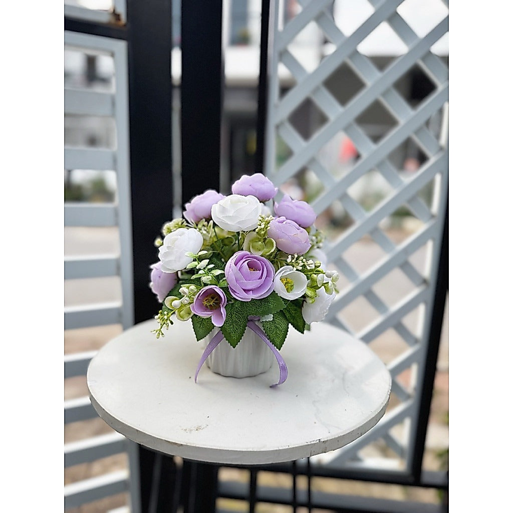 Mini Artificial Silk Flower Potted Plant