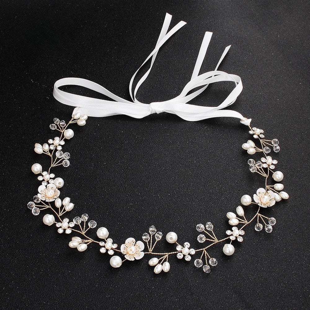 Handcrafted Pearl & Crystal Floral Bridal Hair Vine Wreath Collection