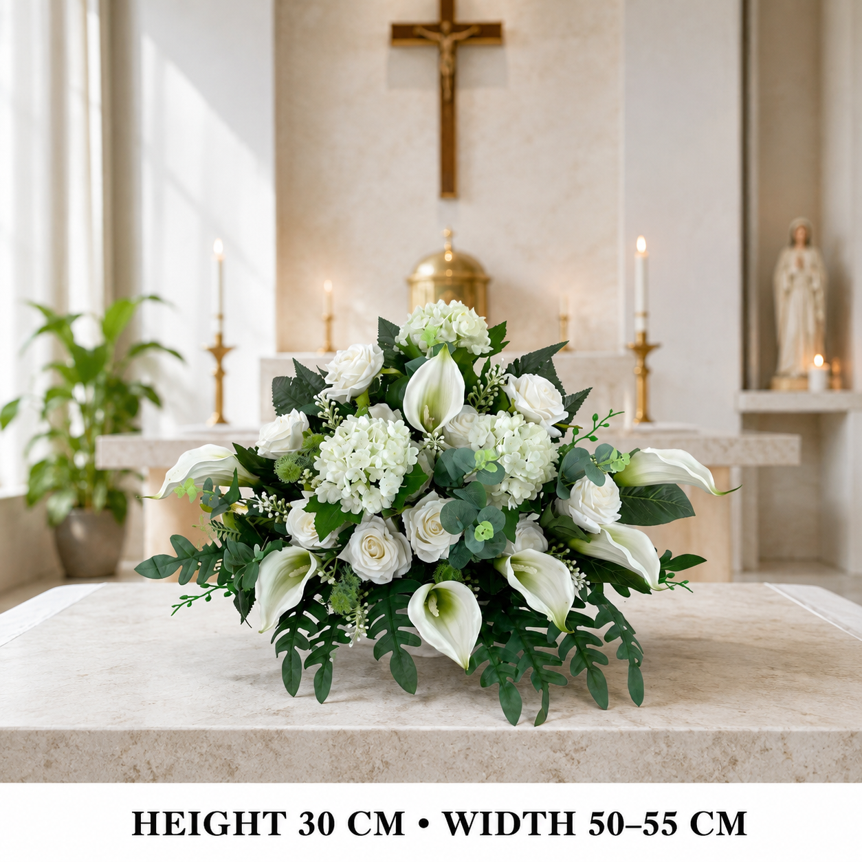 Pre-Arranged Elegant White Silk Floral Basket Collection