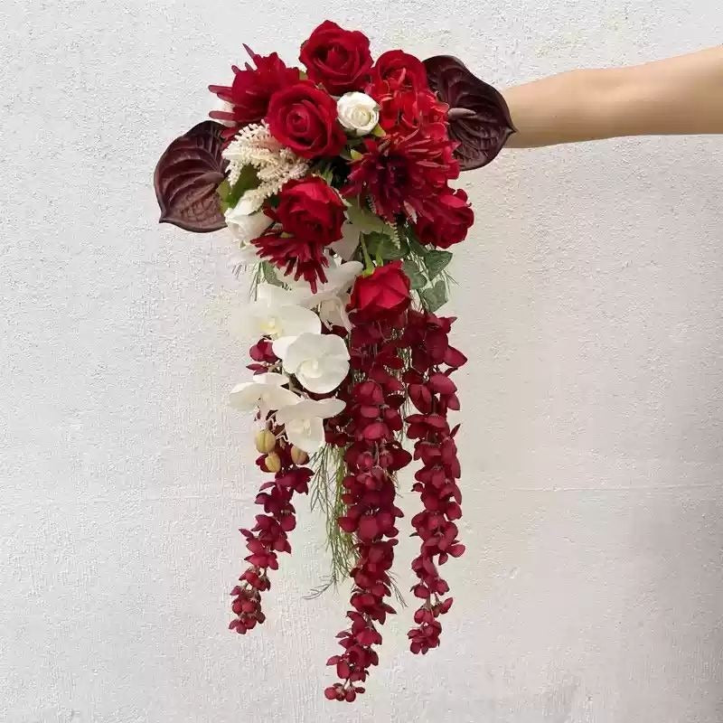 Premium Burgundy & Dark Red Bridal Bouquet Collection | Luxury Handmade Silk Rose Wedding Flowers (Multi-Style Deep Red Series)- Part 2