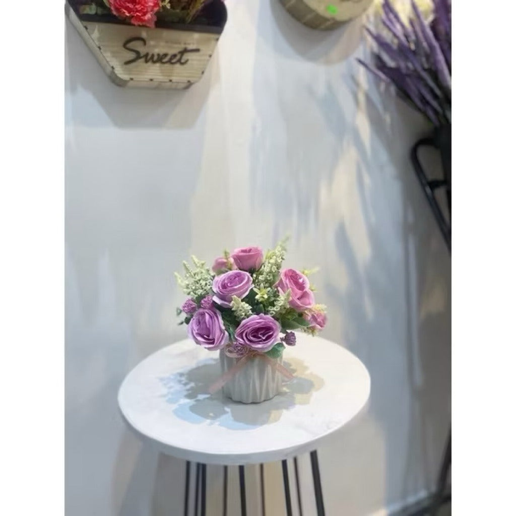 Mini Artificial Silk Flower Potted Plant