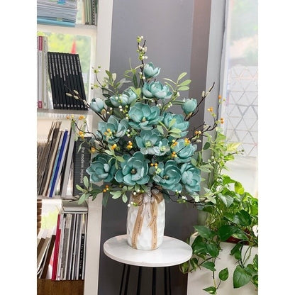 Real-Touch Green and Blue Magnolia Arrangement