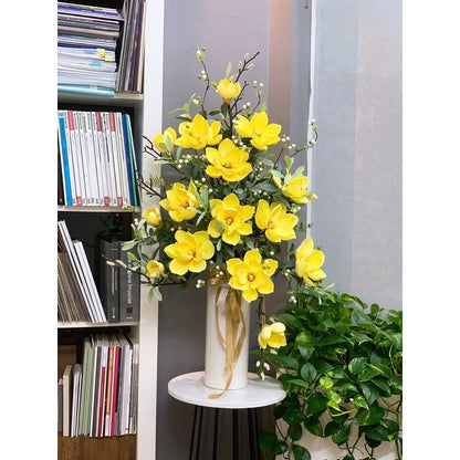 Real-Touch Yellow Magnolia Arrangement