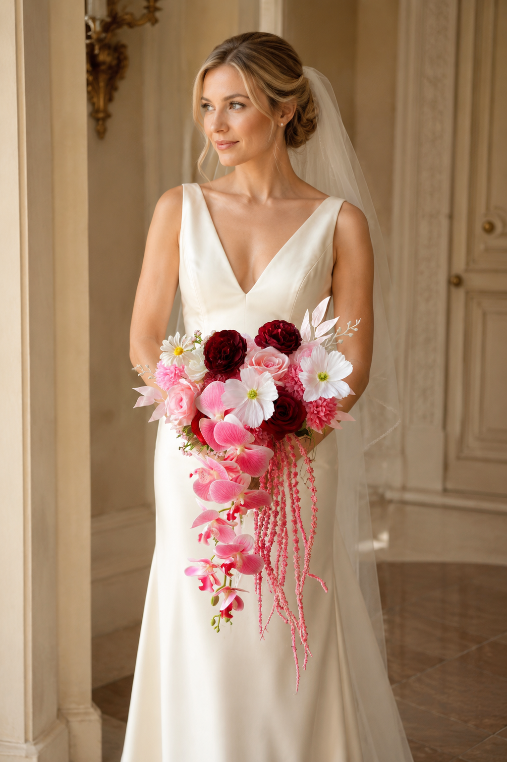 Handcrafted Multi-Floral Cascading Bridal Bouquet Collection