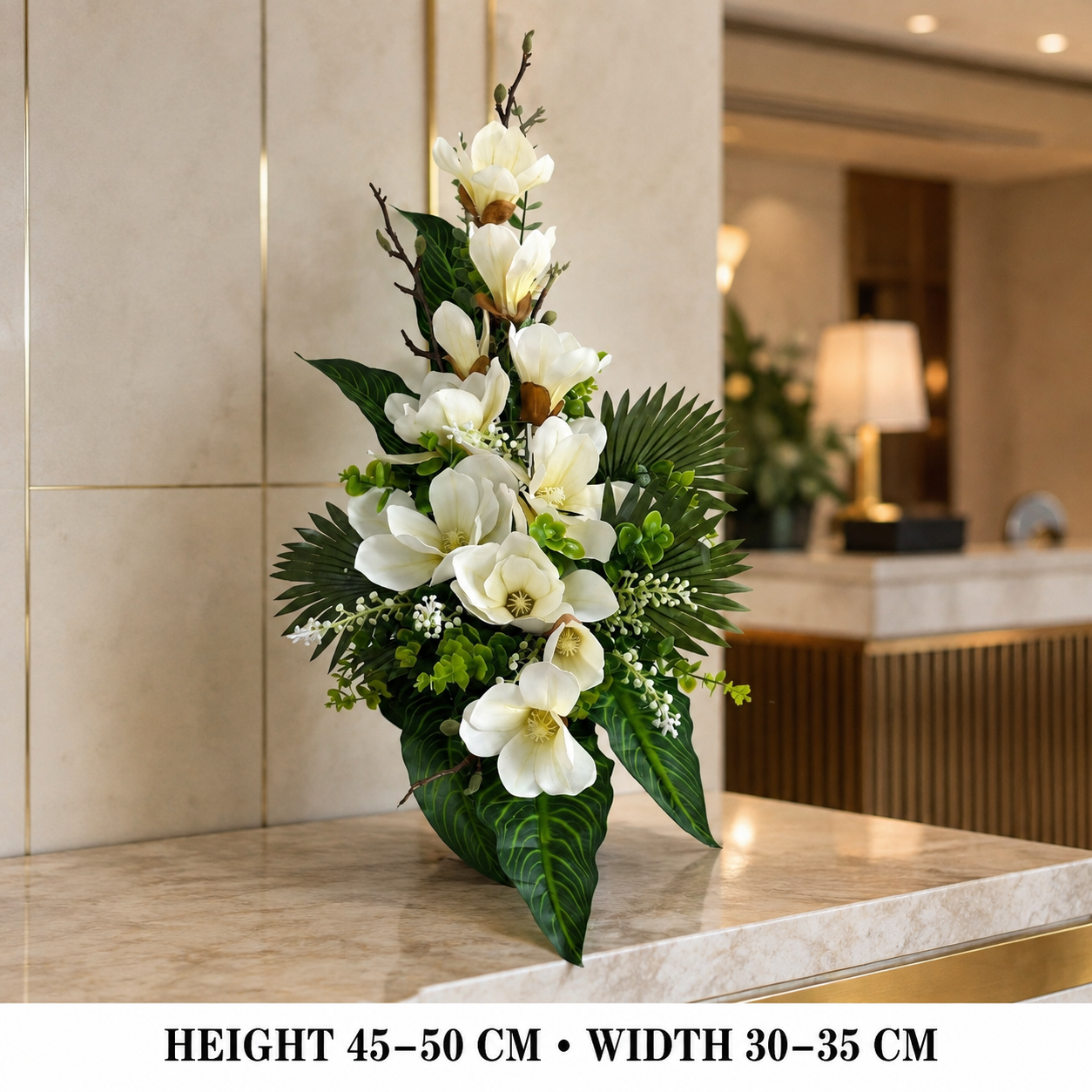 Pre-Arranged Elegant White Silk Floral Basket Collection