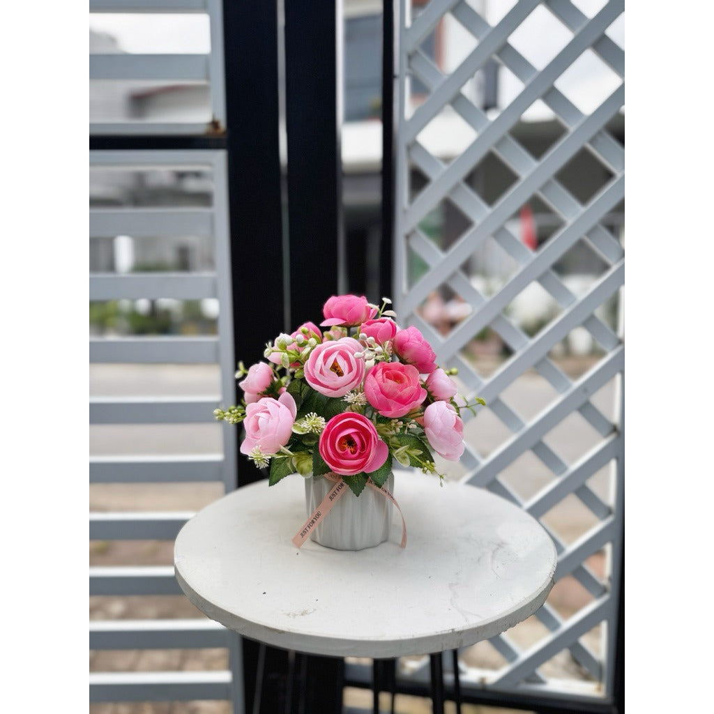 Mini Artificial Silk Flower Potted Plant