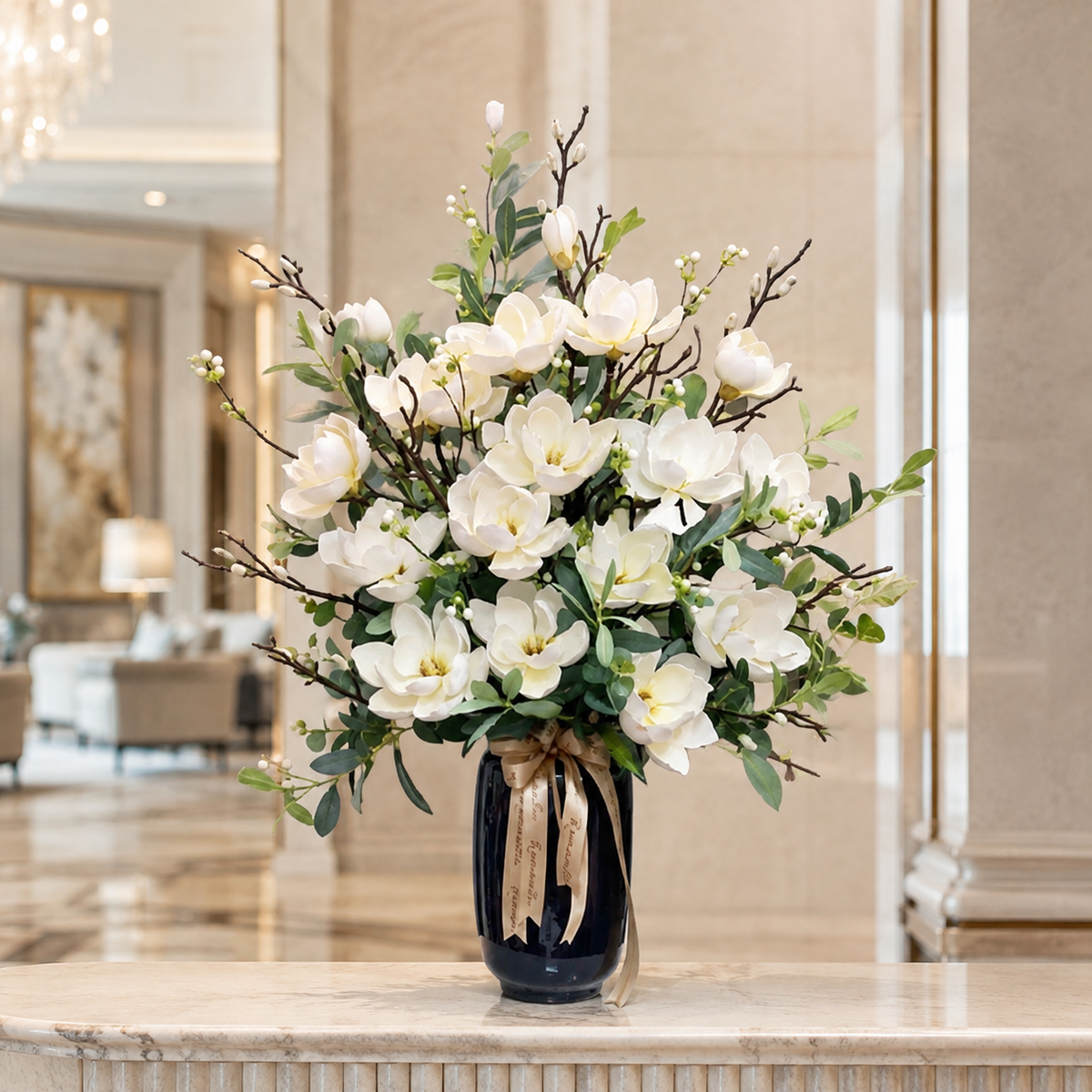 Real-Touch White Magnolia Arrangement