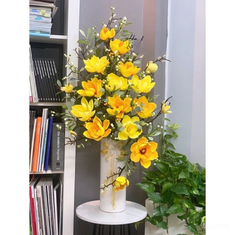 Real-Touch Yellow Magnolia Arrangement