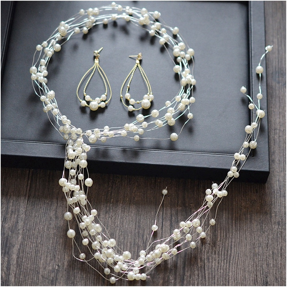 Handcrafted Pearl & Crystal Floral Bridal Hair Vine Wreath Collection