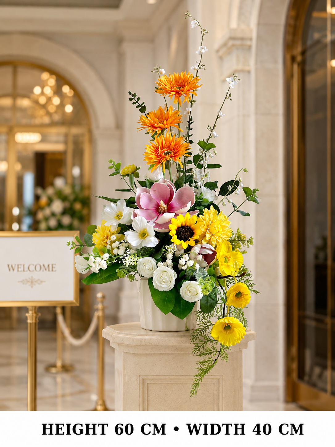 Pre-Arranged Premium Yellow Silk Floral Arrangement