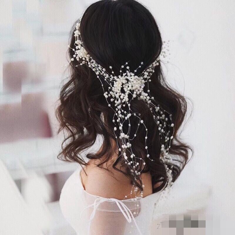 Handcrafted Pearl & Crystal Floral Bridal Hair Vine Wreath Collection