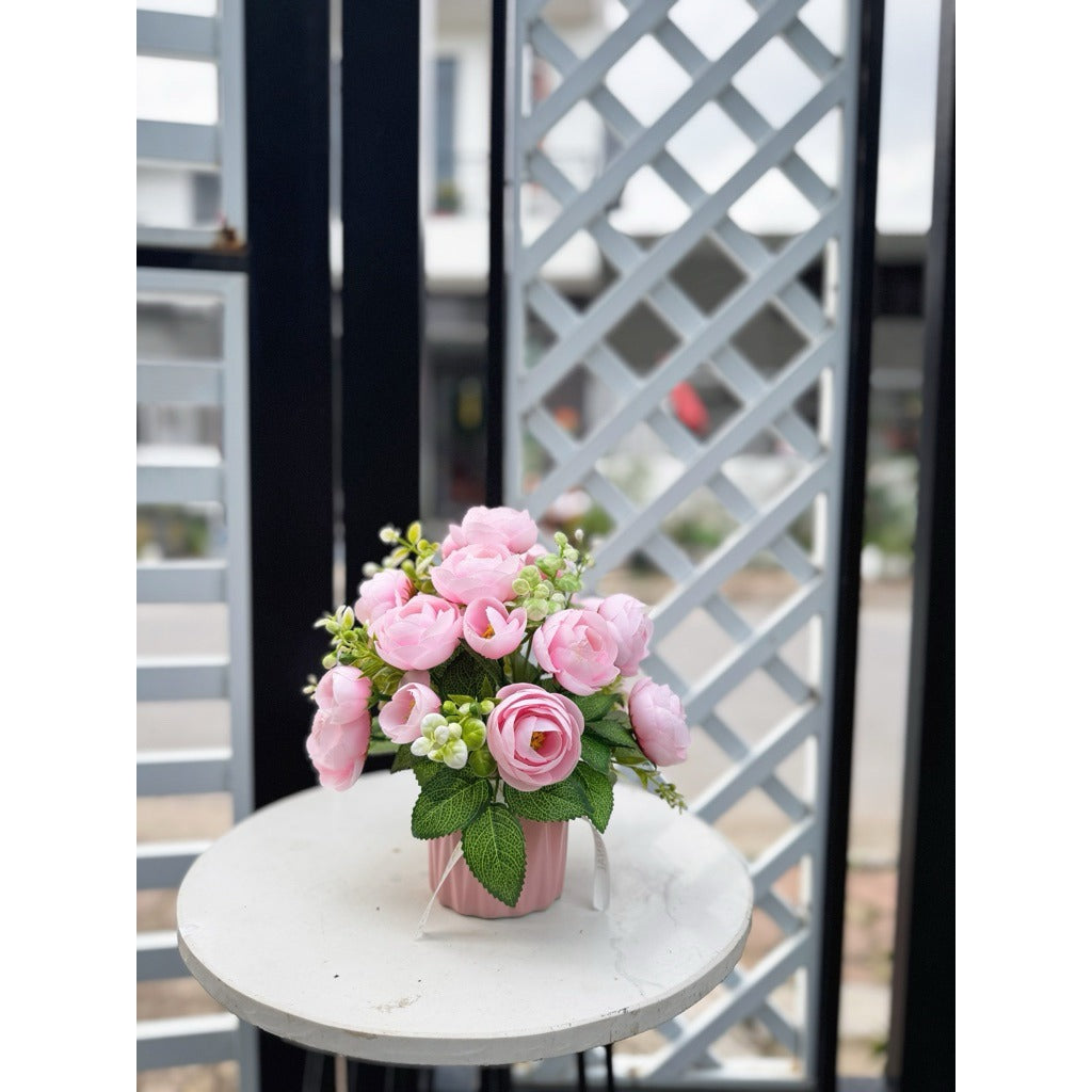 Mini Artificial Silk Flower Potted Plant