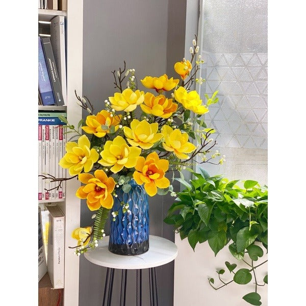 Real-Touch Yellow Magnolia Arrangement