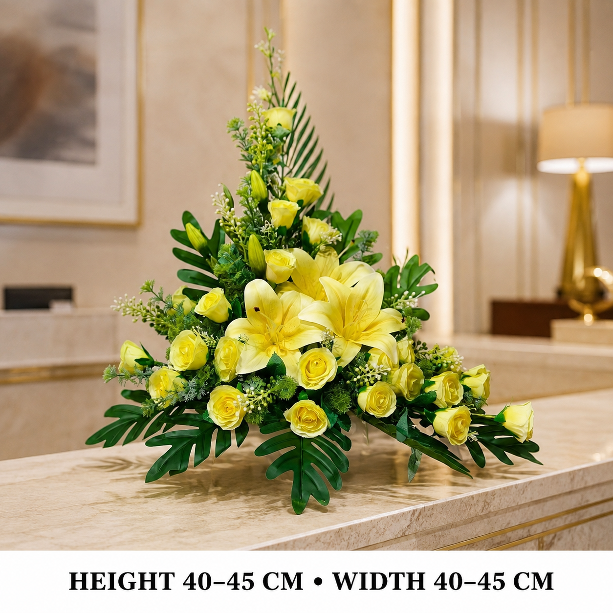 Pre-Arranged Premium Yellow Silk Floral Arrangement