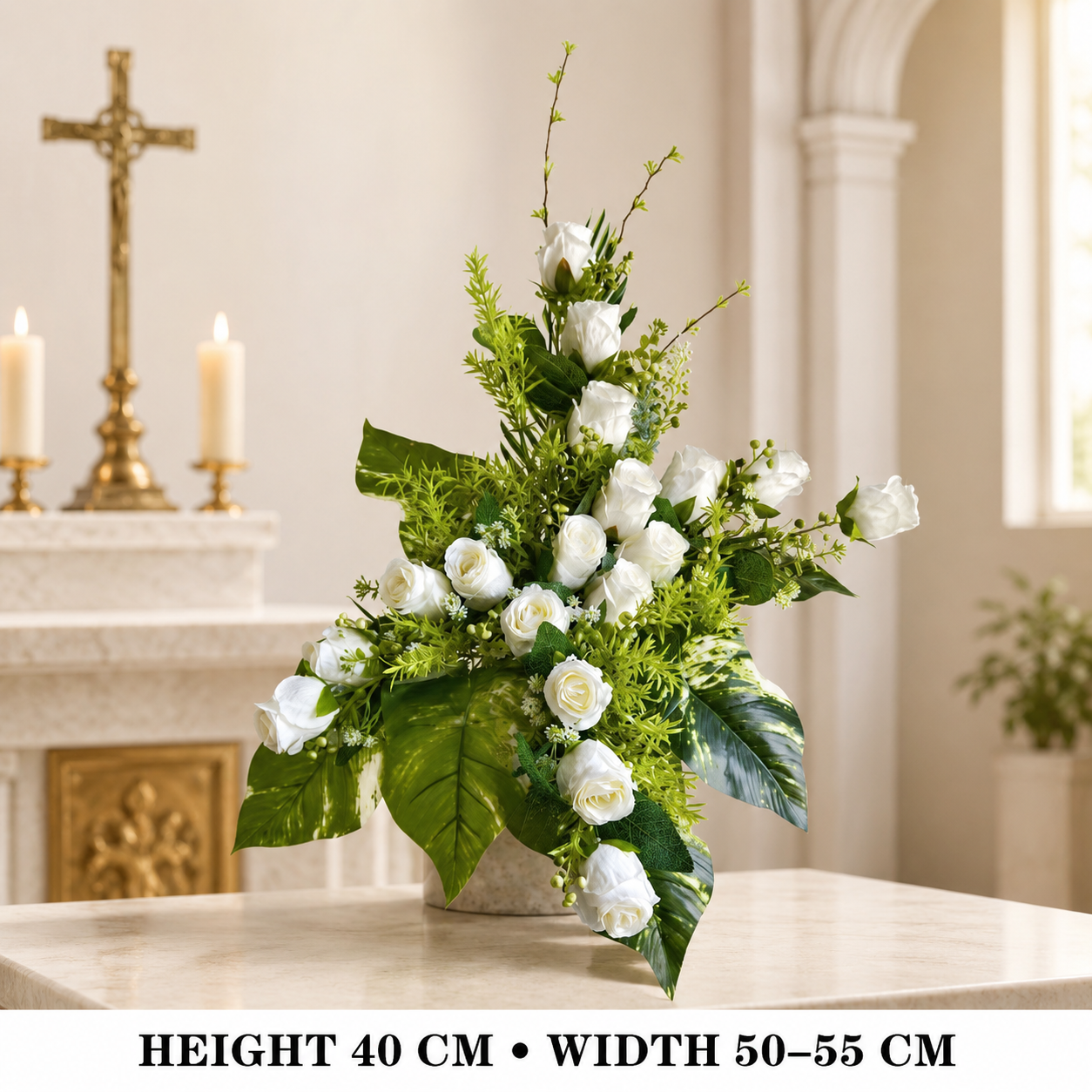 Pre-Arranged Elegant White Silk Floral Basket Collection