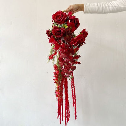 Premium Burgundy & Dark Red Bridal Bouquet Collection | Luxury Handmade Silk Rose Wedding Flowers (Multi-Style Deep Red Series)- Part 2