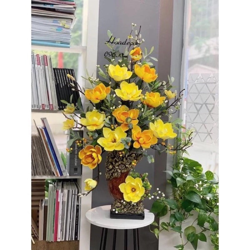 Real-Touch Yellow Magnolia Arrangement