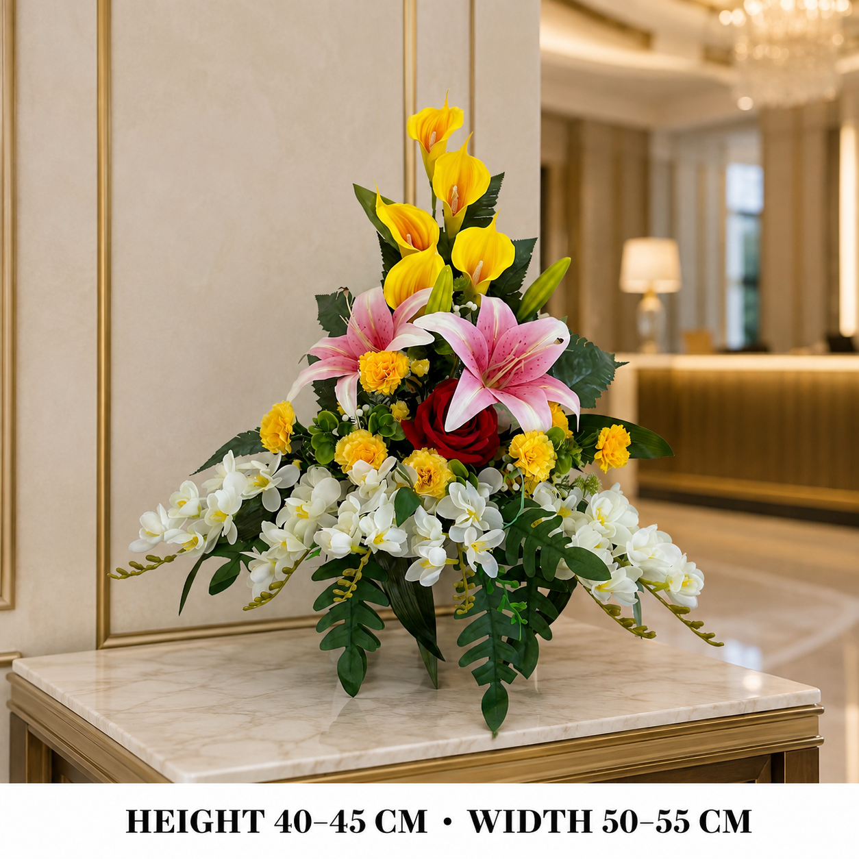 Pre-Arranged Premium Yellow Silk Floral Arrangement