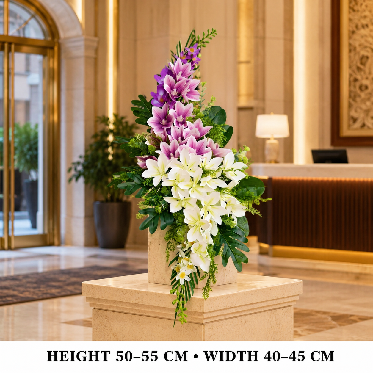 Pre-Arranged Elegant White Silk Floral Basket Collection