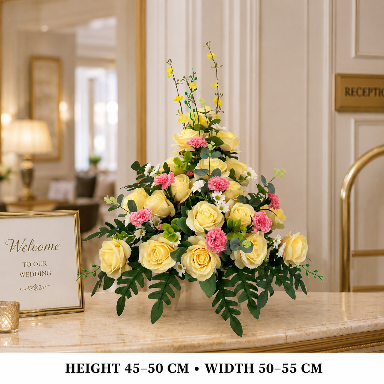 Pre-Arranged Premium Yellow Silk Floral Arrangement