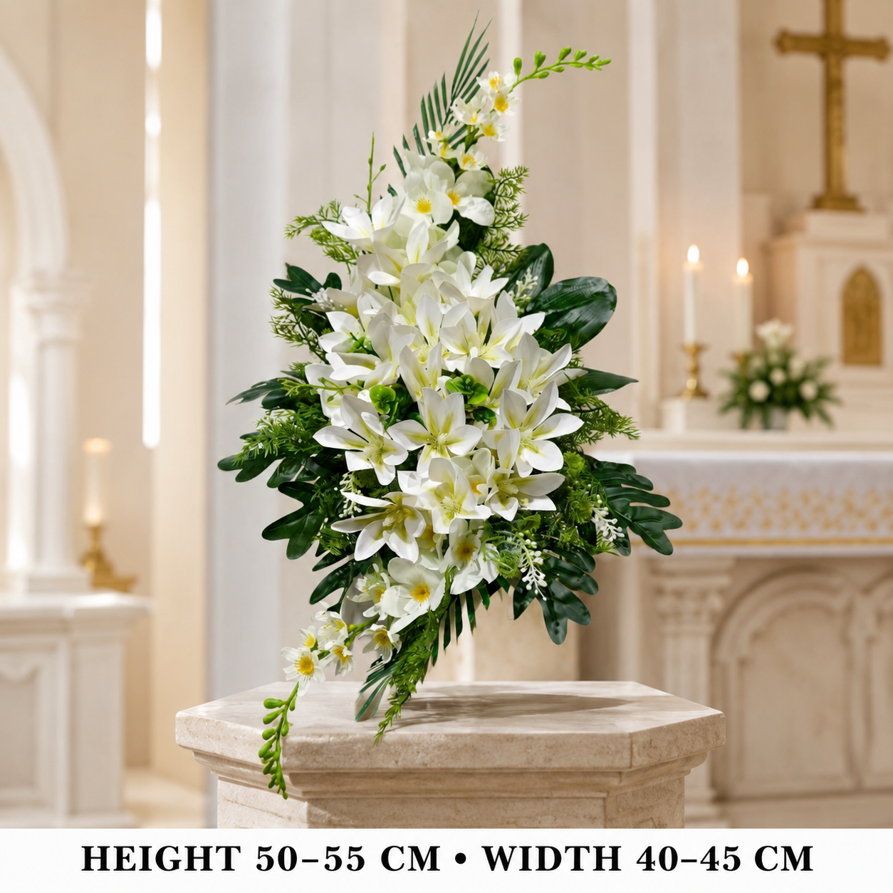 Pre-Arranged Elegant White Silk Floral Basket Collection