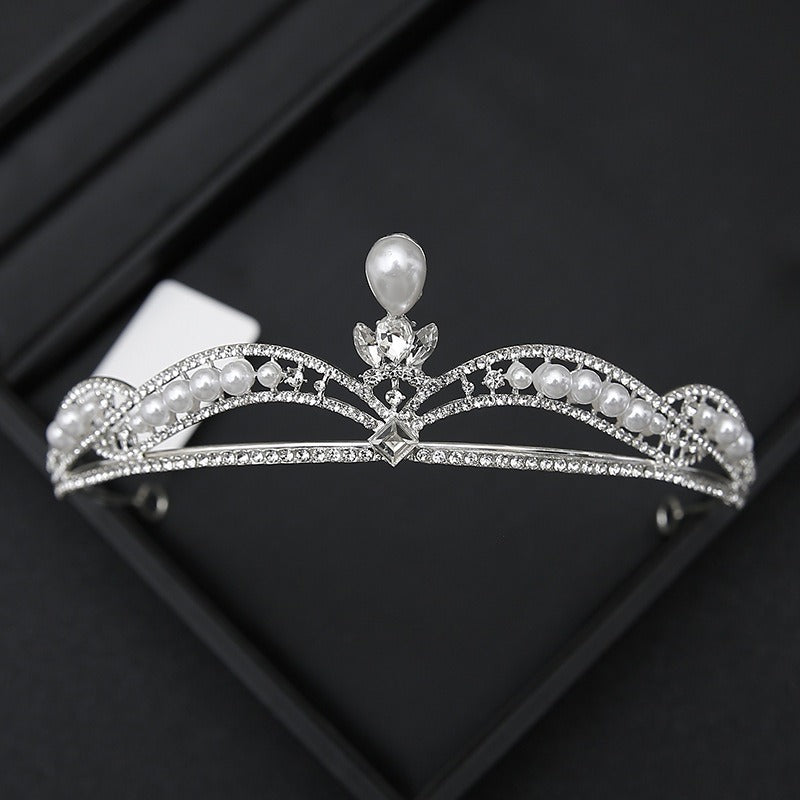 Elegant Pearl & Quartz Crystal Rhinestone Bridal Tiara Crown Collection