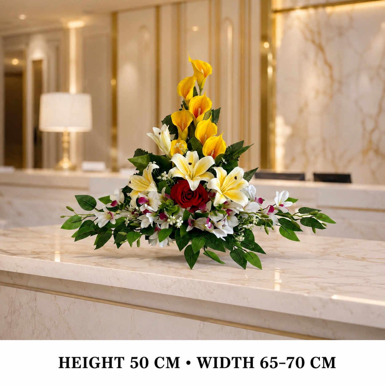 Pre-Arranged Premium Yellow Silk Floral Arrangement