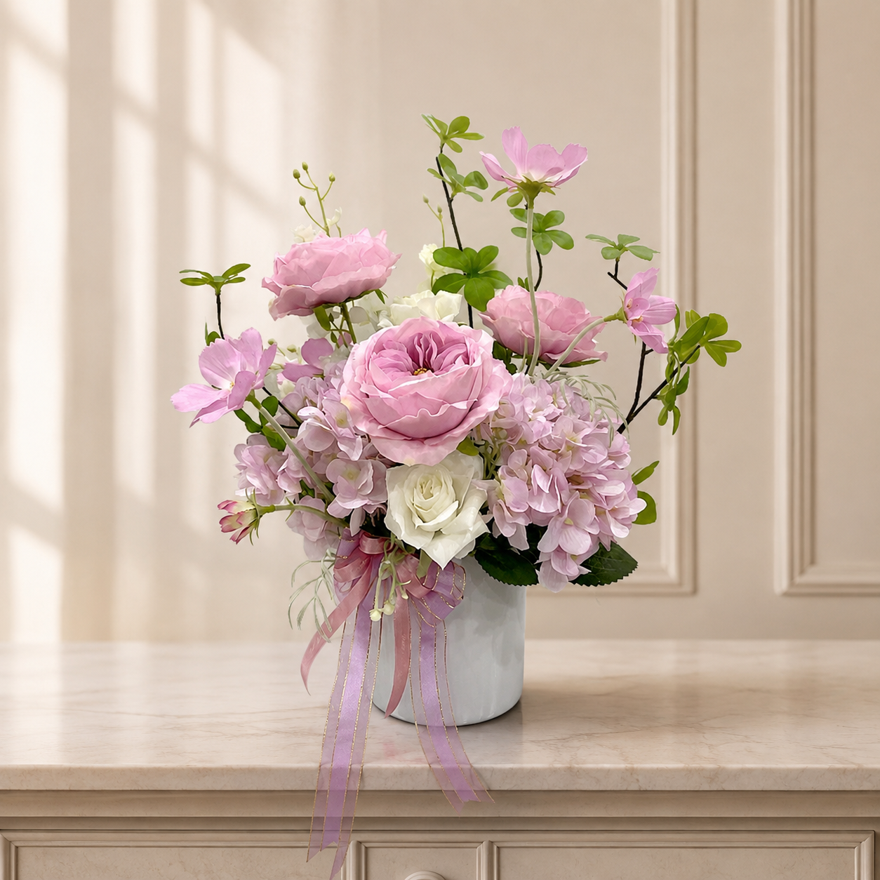 Mini Pre-Assembled Silk Floral Arrangement in Ceramic Vase |  EternalBloom