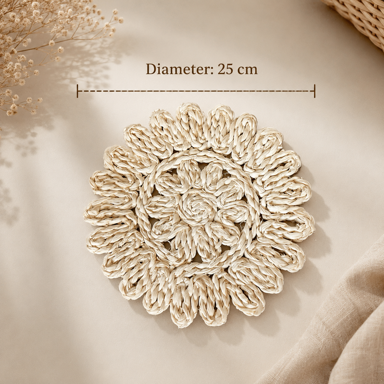 Handcrafted Natural Corn Husk Woven Placemat & Vase Mat