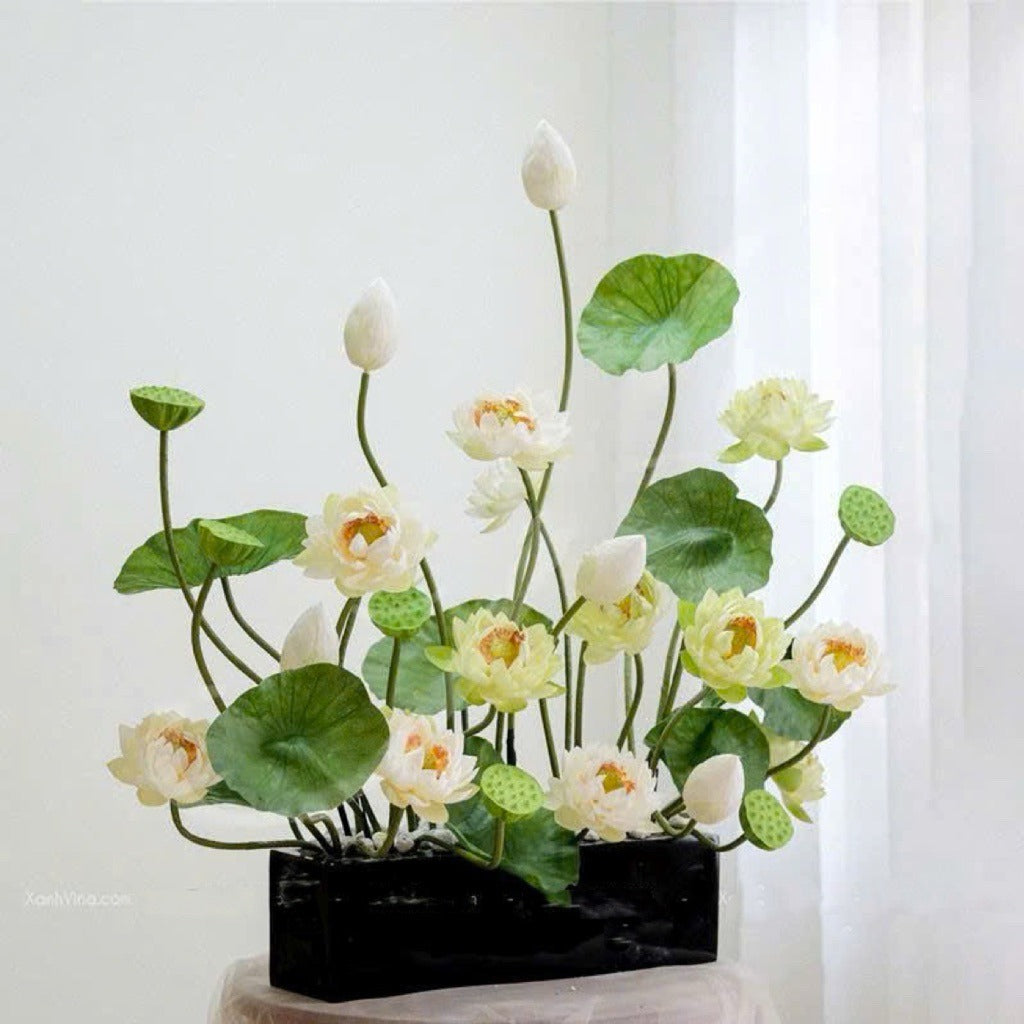 Lifelike Silk Lotus Flowers & Real-Touch Faux Lotus Pods |EternalBloom
