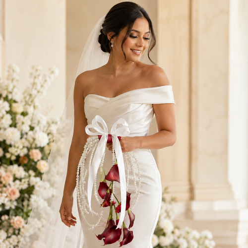 Handcrafted Real-Touch Calla Lily & Pearl Bridal Bouquet