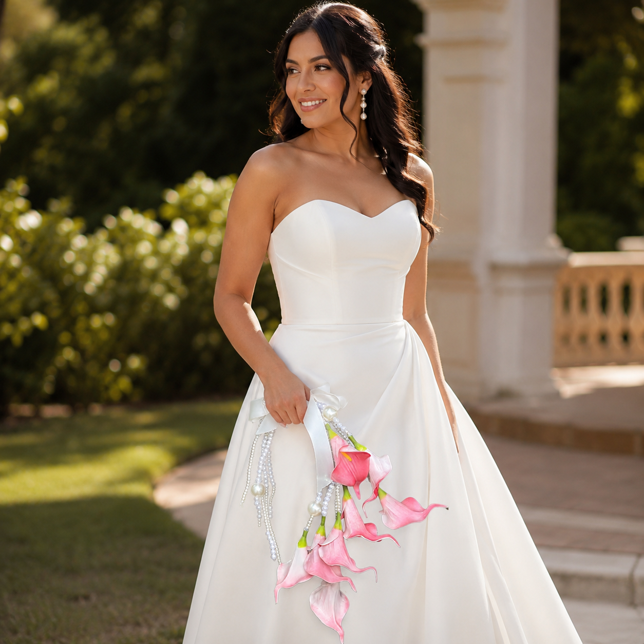 Handcrafted Real-Touch Calla Lily & Pearl Bridal Bouquet