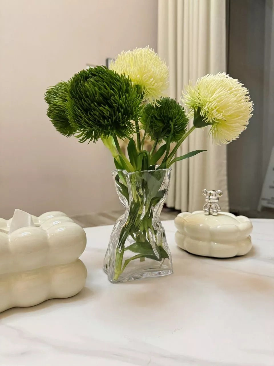 Japanese Green Ball Carnation Silk Flower Stem