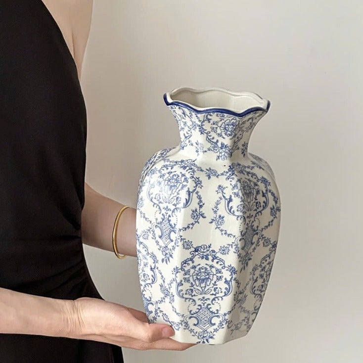 Premium Blue and White Ceramic Vase Set  | EternalBloom