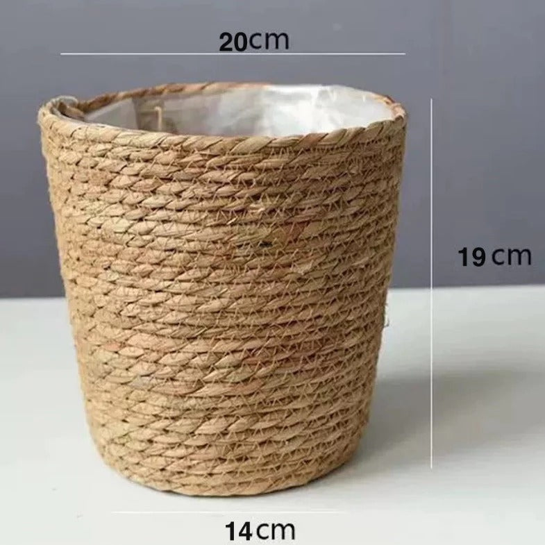 Handcrafted Twisted Seagrass Woven Flower & Gift Basket with Waterproof Plastic Liner
