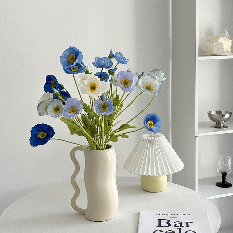 Real-Touch Silk Poppy Flower Spray (3 Blooms + 1 Bud)